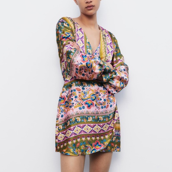 Zara Dresses & Skirts - Zara Printed Satin Mini Dress